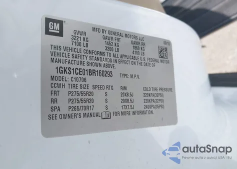 2011 GMC Yukon Slt из США, поврежденный, VIN 1GKS1CE01BR160293